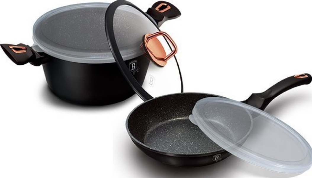 Berlinger Haus Набор «Сковорода и кастрюля» BH6790T(5pcs/24sm) Black Rose