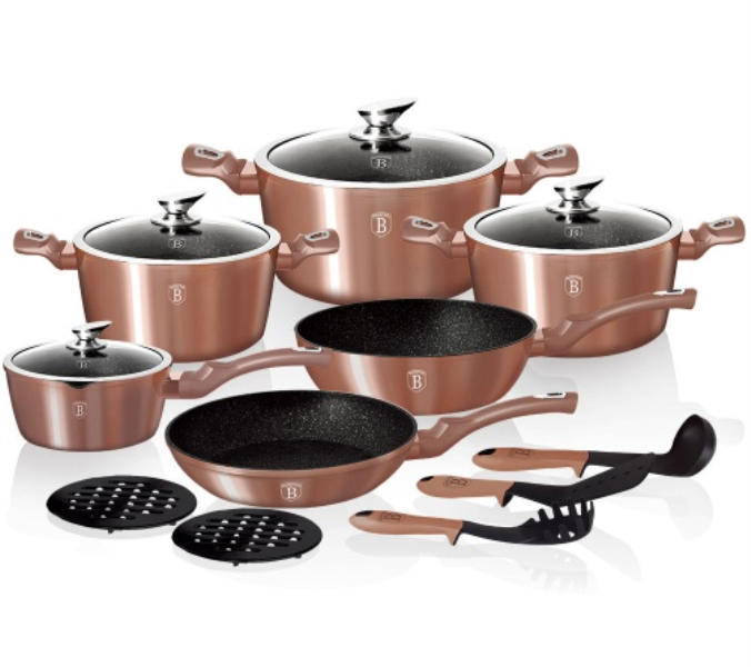 Berlinger Haus Frypan&Casserole set BH1224N Rose Gold (15pcs)