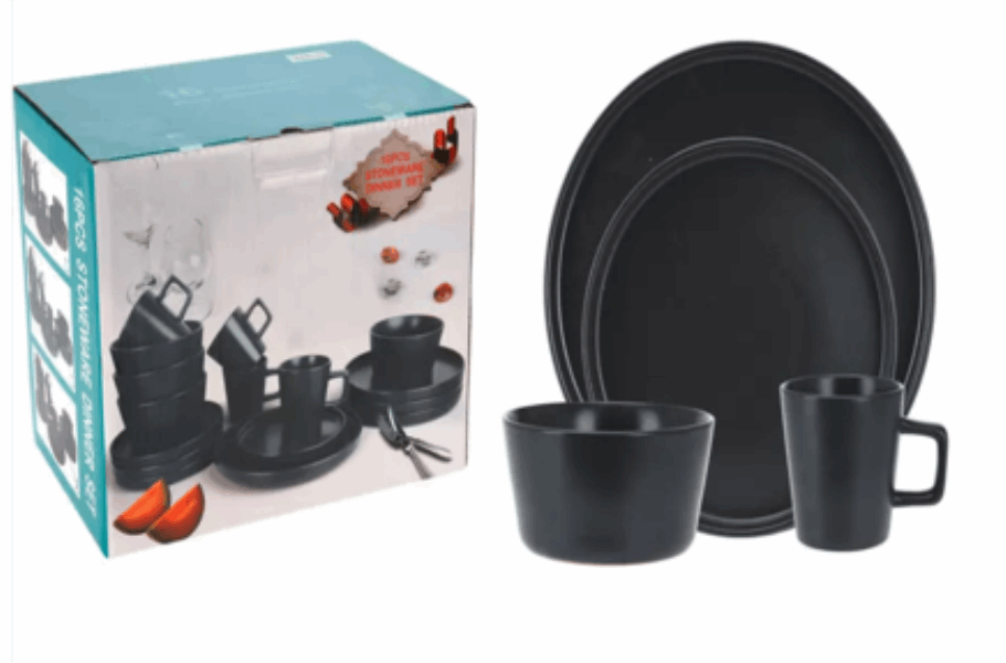 EH DINNER SET 050865 (16pcs) Black/Mat